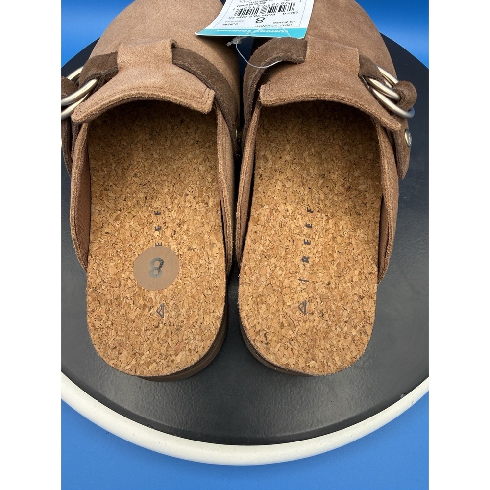 Reef Vista Serenity Womens Size 8 Chocolate Suede Slip On Clogs Mule CJ8896 NEW - Picture 8 of 11